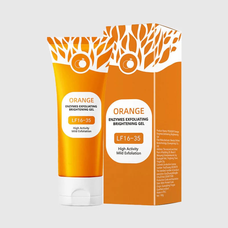 Brightening Exfoliator Gel: 94% Saw Brighter Skin in 7 Days | Orange Enzyme + Hyaluronic Acid | Vegan & Sensitive Skin Friendly | Face & Body | 100g