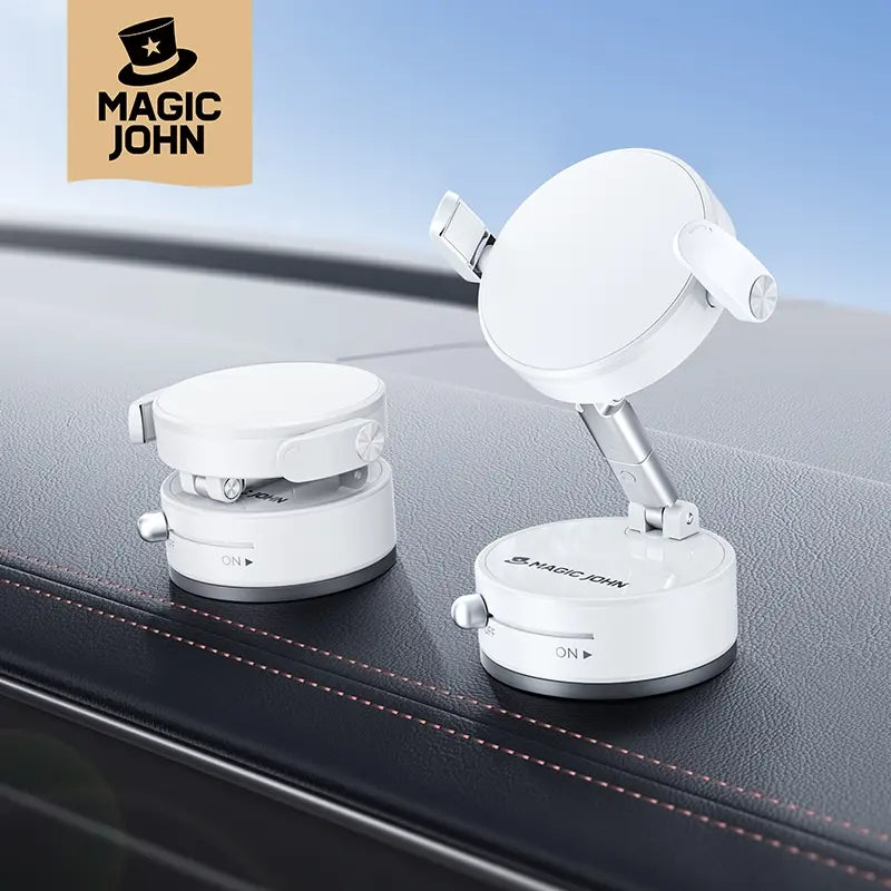 MAGIC JOHN 360° Magnetic Phone Holder Strong Magnetic Grip, Anti-Slip Base & Foldable Design for Car, Home & Travel