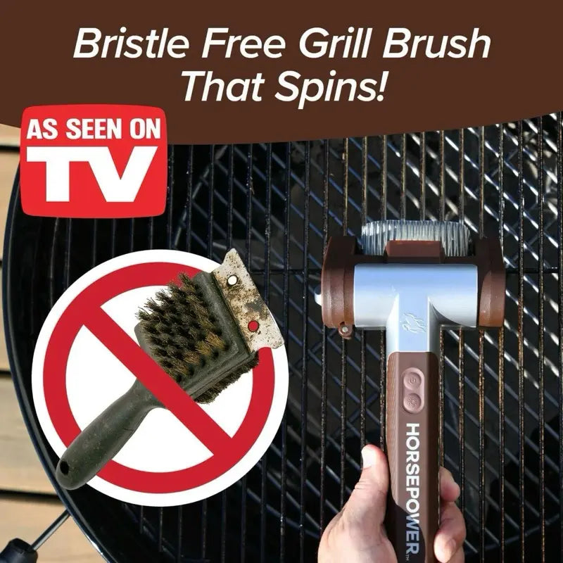 Horsepower Giddy Up Bristle-Free Electric Grill Brush Cordless Stainless Steel Grill Brush with 350 RPM Power for Safe BBQ Cleaning