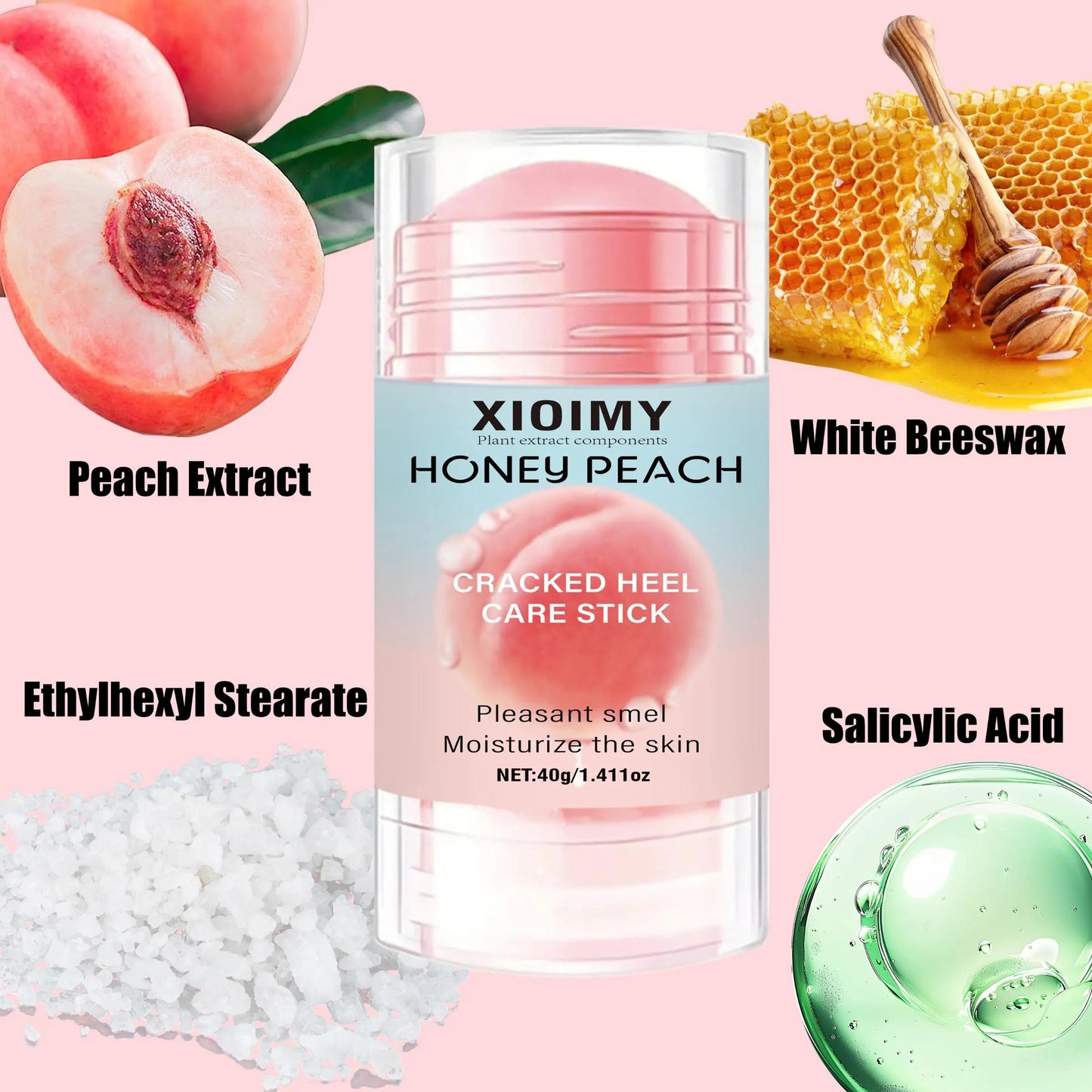 40g Peach Extract Foot Care Stick, Honey Peach Foot Dead Skin Remover Deep Moisturizing Foot Skin Care Stick, Moisture Foot Skin Care Product, Beauty Products, Foot Moisturizer, Hydrating Soothing Leg Cream, Exfoliating Foot, Intensive Foot Care