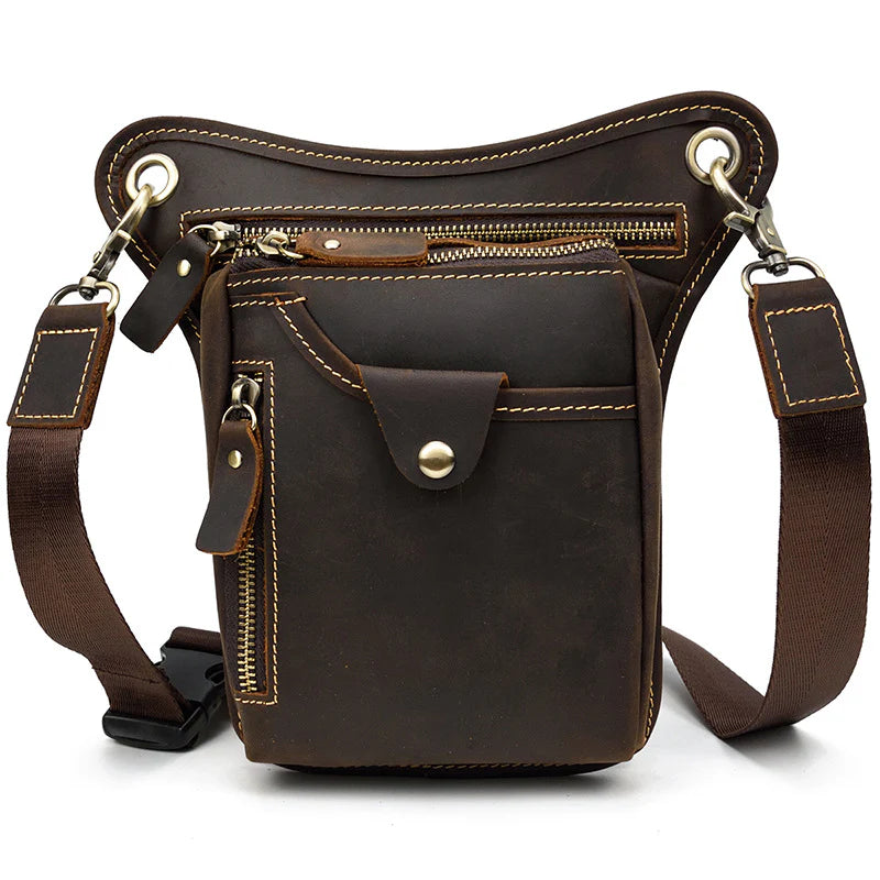 100% Top Grain Cowhide Men's Tactical Waist Bag