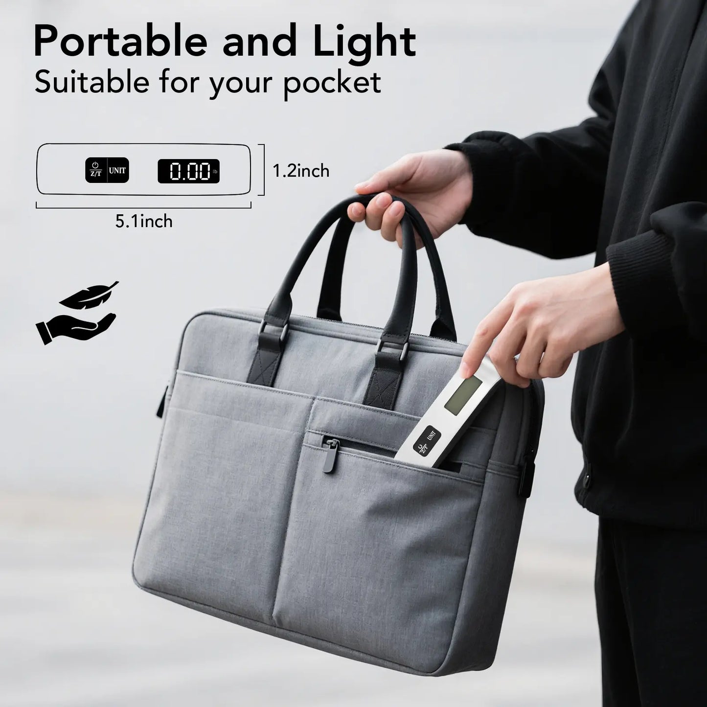 MOKUA Portable Digital Luggage Scale, Pet Scale for Accurate Weighing, 110lbs Hanging Baggage Scale with Backlit LCD Display, Portable Suitcase Weighing Scale, Travel Luggage Weight Scale with Hook, Strong Straps for Travelers