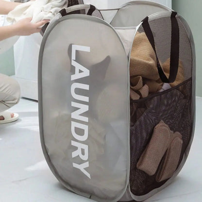 Foldable Laundry Basket with Handle, Home Storage Bin for Dirty Clothes, Durable Organizer for Bathroom & Closet Use, Collapsible Laundry Hamper