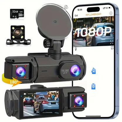 Three-Channel Car Recorder with Free 32GB Storage Card, WiFi Function, Non-Chargeable, Must Be Powered, Model Xinghao M3