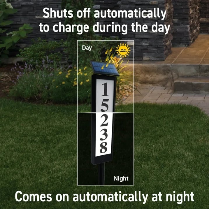 Solar House Number Light House Address Digital Illuminated Ground Plug Sign Automatically Waterproof House Light White and Warm Light