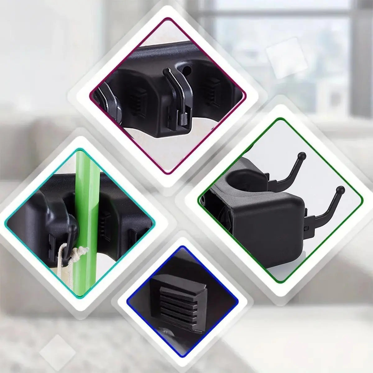 Multi-function Magic Broom & Mop Hook, Wall Mounted Storage, 1 Count Multi-grid Broom & Mop Holder, Portable Household Broom & Mop Organizer, Space Organizer, Plastic Hooks, Home Supplies #TOP PICKS