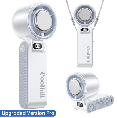 CoolHill ice fan Portable Handheld High Speed Fan 199 Adjustable Levels Foldable for Summer  Travel Vacation Essentials& Outdoor Activities with 13000 RPM Turbine Engine cool fan