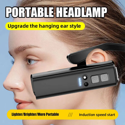 Ear Worn Headlamp, Motion-Sensor LED Headlight – Lightweight & Adjustable for Work, Camping, Running High Lumen Flashlight Multifunctional Flashlight