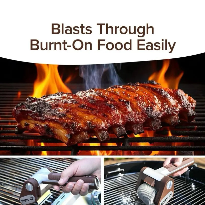 Horsepower Giddy Up Bristle-Free Electric Grill Brush Cordless Stainless Steel Grill Brush with 350 RPM Power for Safe BBQ Cleaning