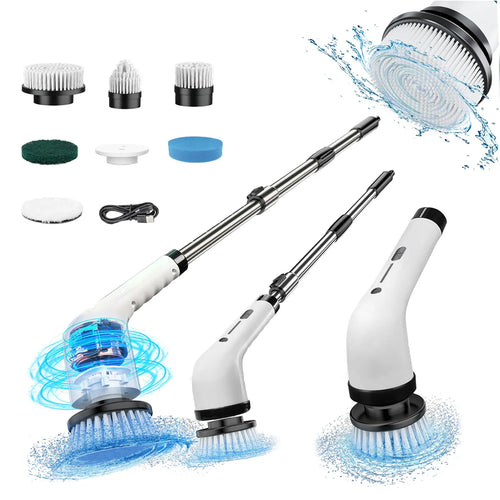 Electric Spin Scrubber, Electric Cleaning Brush with 4 Replaceable Brush Headsand, Cordless Shower Scrubber Full-Body IPX7 Waterproof, 3 Adjustable Extension Handle, 2-Speed for Bathroom, Kitchen, Pool, Toilet, Window, tiktok shop deals