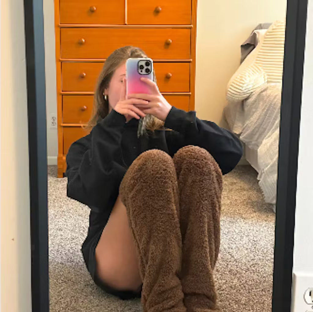 Pure wool home thermal over-the-knee socks