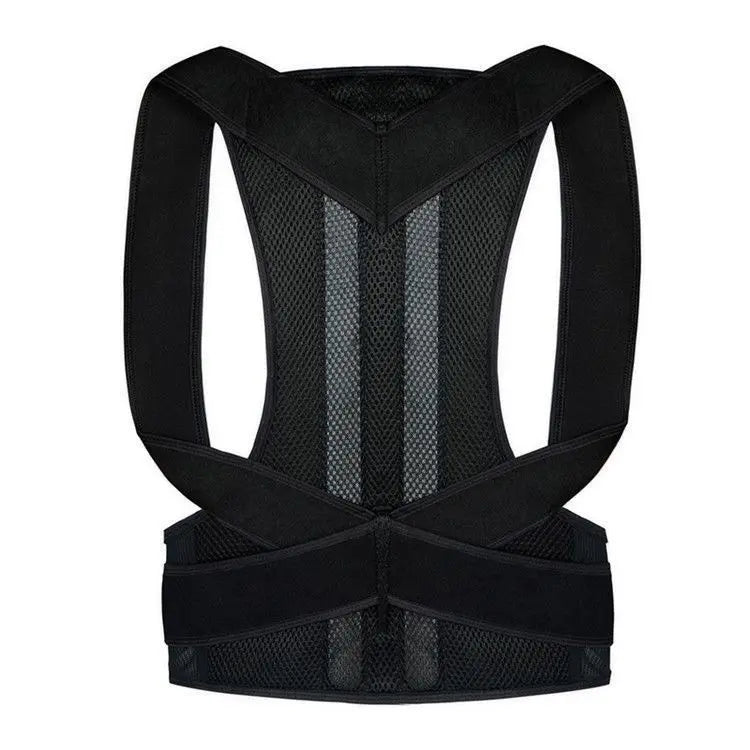 Reinforced Lumbar Posture Support Vest Back Belt. Adjustable Shoulder Spine Straightener with Neck Guide. Breathable Mesh Upper Body Brace for Men Women. Ergonomic Fixation Strap. Comfortable Home Office Gym Sports Gear. Black Daily Wellness Essentials.