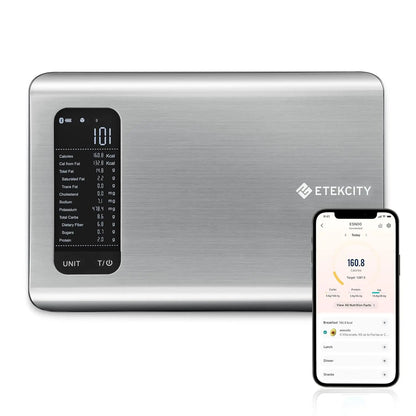 Etekcity ESN00 AI Smart Food Scale | 19 Nutrient Facts Auto Scan | Digital Calorie Counter for Meal Prep & Fitness | Compact Stainless Design
