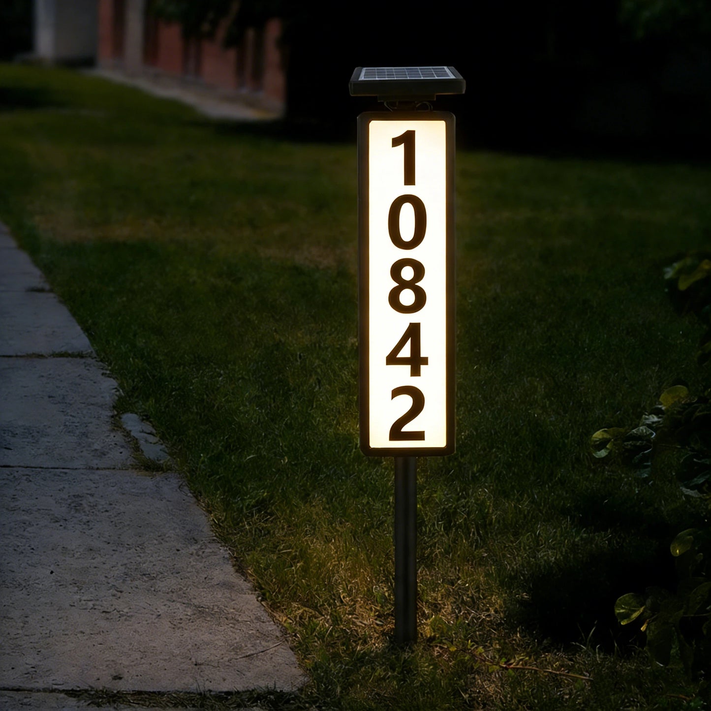 Solar House Number Light House Address Digital Illuminated Ground Plug Sign Automatically Waterproof House Light White and Warm Light