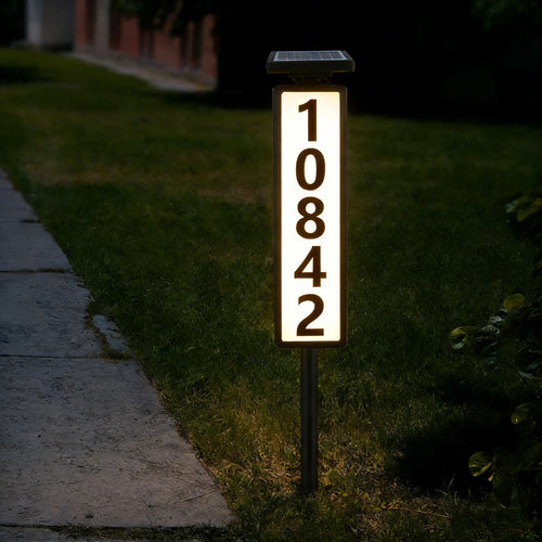 Solar House Number Light House Address Digital Illuminated Ground Plug Sign Automatically Waterproof House Light White and Warm Light