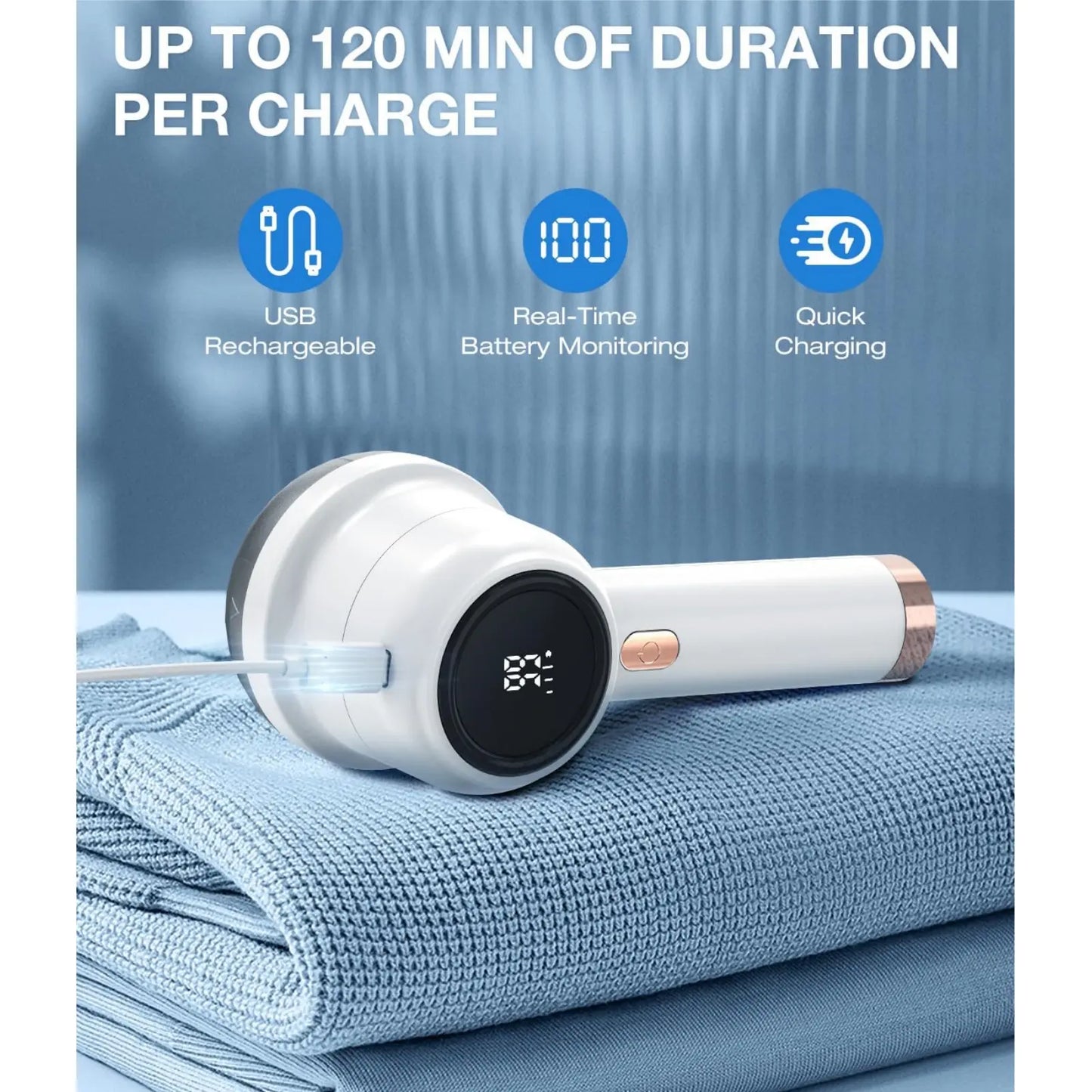 Rechargeable Fabric Shaver Electric Lint Remover with LED Display and Large Capacity Container 3, Settings Control Shaver Easy-to-Grip Handle High-End Color Matching, Efficient Sweater and Lint Shaver for Clothes