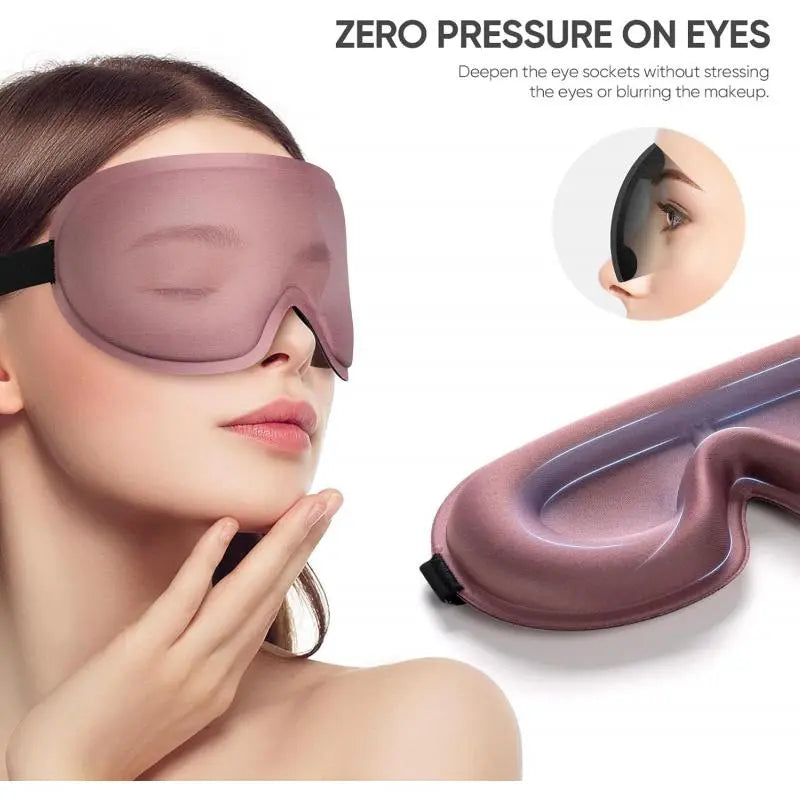 3D Deep Contoured Eye Cover for Sleeping, Adjustable Sleep Mask with Nose Pad Design, Blackout Sleep Mask, Eye Cover Mask for Sleeping, Yoga, Traveling