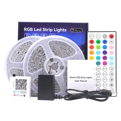 100FT 50FT Smart LED Strip Lights Sync to Music with 44 Key Remote Controller & App Control RGB LED Lights for Bedroom Christmas Decor