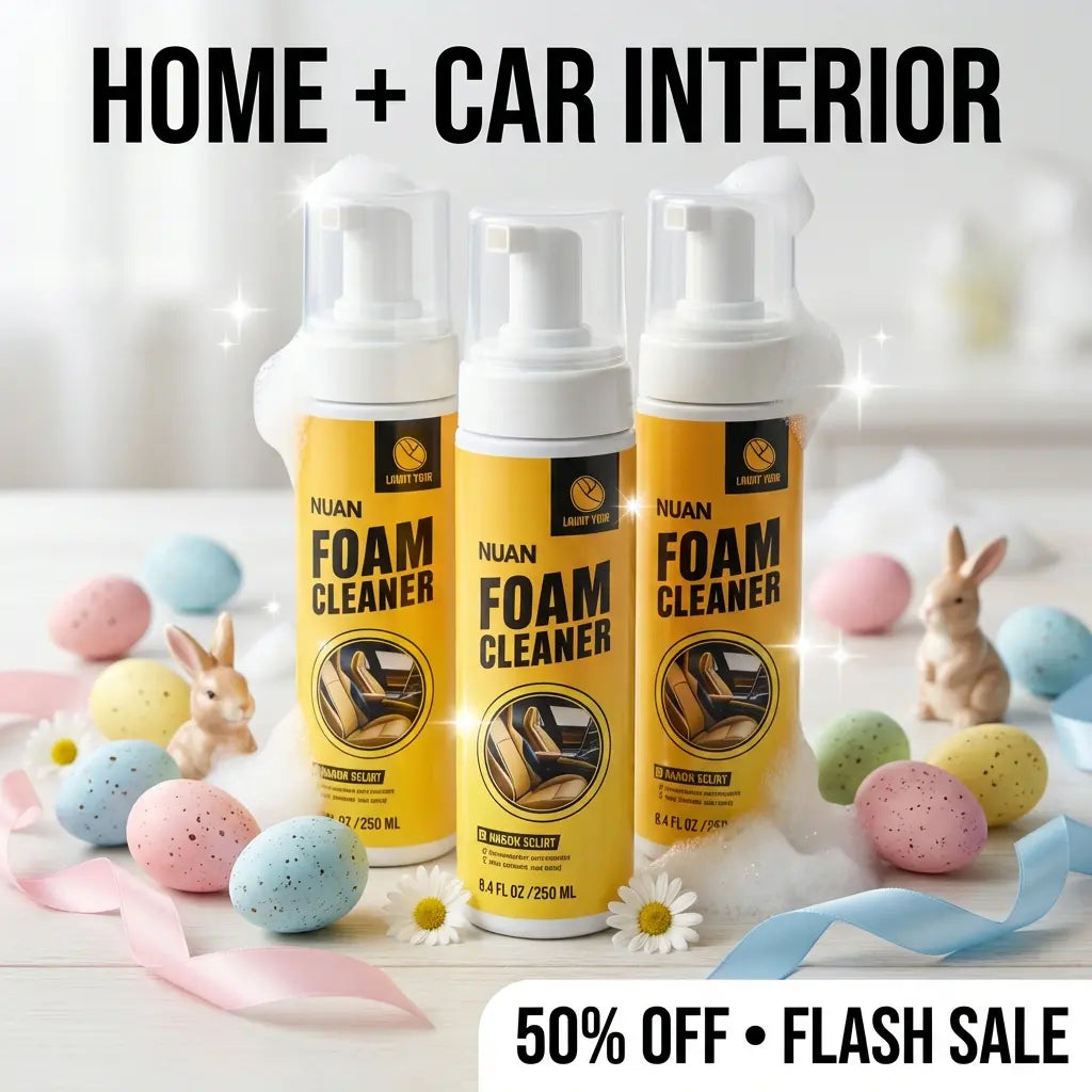 NUAN-Car Interior Foam Cleaning Spray: An all-in-one household cleaner suitable for kitchens, bathrooms, and both interior and exterior car surfaces. One-step effective stain removal.