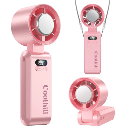 CoolHill ice fan Portable Handheld High Speed Fan 199 Adjustable Levels Foldable for Summer  Travel Vacation Essentials& Outdoor Activities with 13000 RPM Turbine Engine cool fan