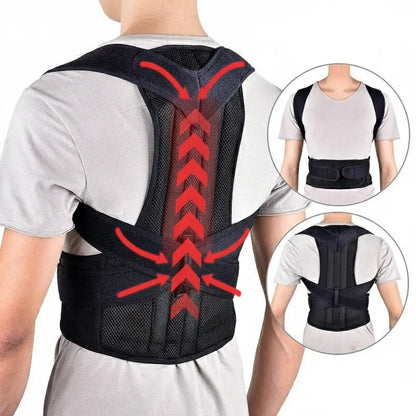 Reinforced Lumbar Posture Support Vest Back Belt. Adjustable Shoulder Spine Straightener with Neck Guide. Breathable Mesh Upper Body Brace for Men Women. Ergonomic Fixation Strap. Comfortable Home Office Gym Sports Gear. Black Daily Wellness Essentials.