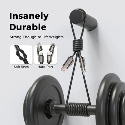 NEW - MAGIC JOHN USB Type C Charging Cable, 4 in 1 Function, 65W Fast Charging, Liquid Silicone and Aluminum Alloy Material, Braided Data Cable, Black & Gray