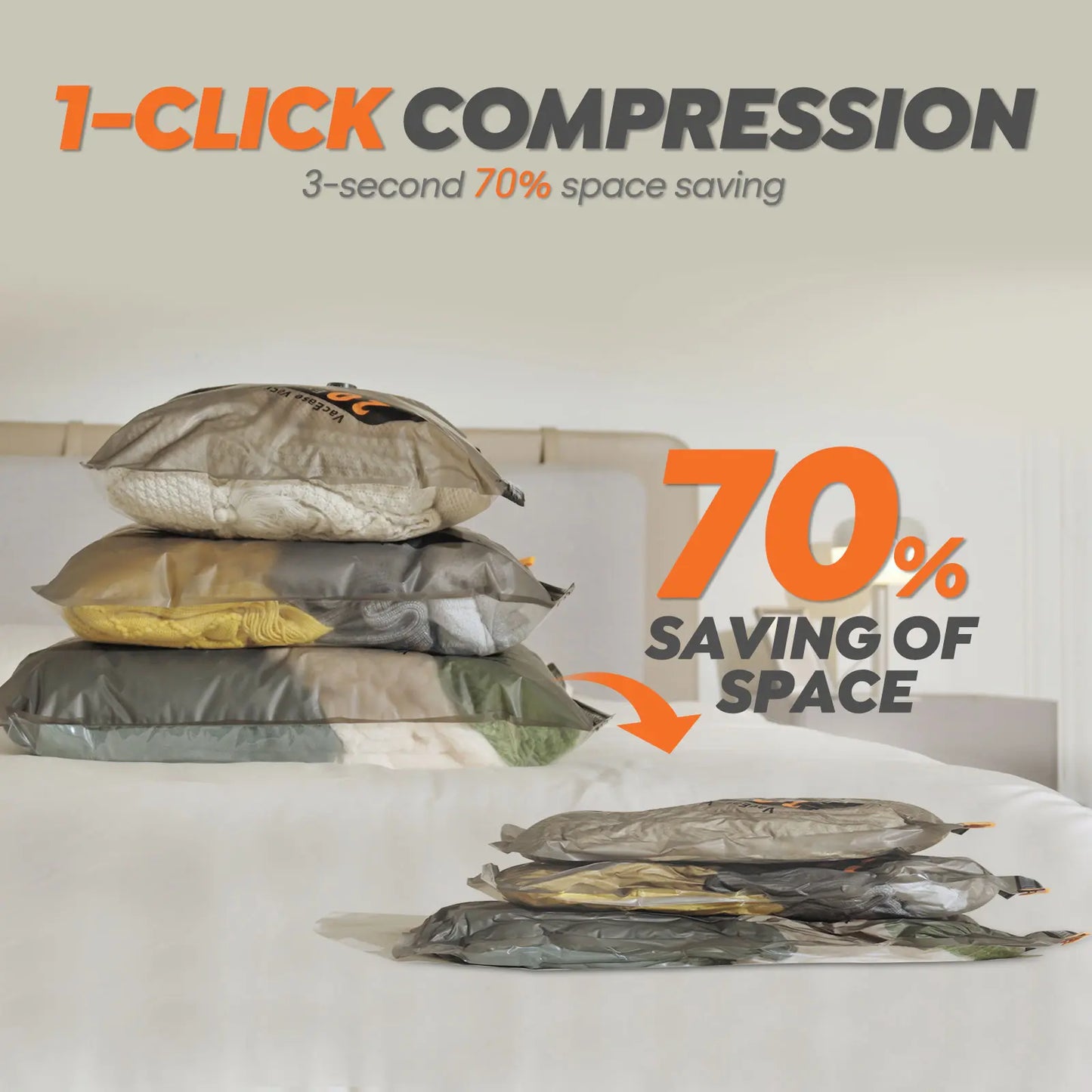 VACBIRD New X8 Vacuum Packing Pump Storage Bags-Rechargeable Wireless Pump Travel Storage Bags Set - 20 Pack Portable Space Saver Bags for Travel & Home - Vacuum Compression Packing Seal for Clothes, Blankets, Seasonal Storage