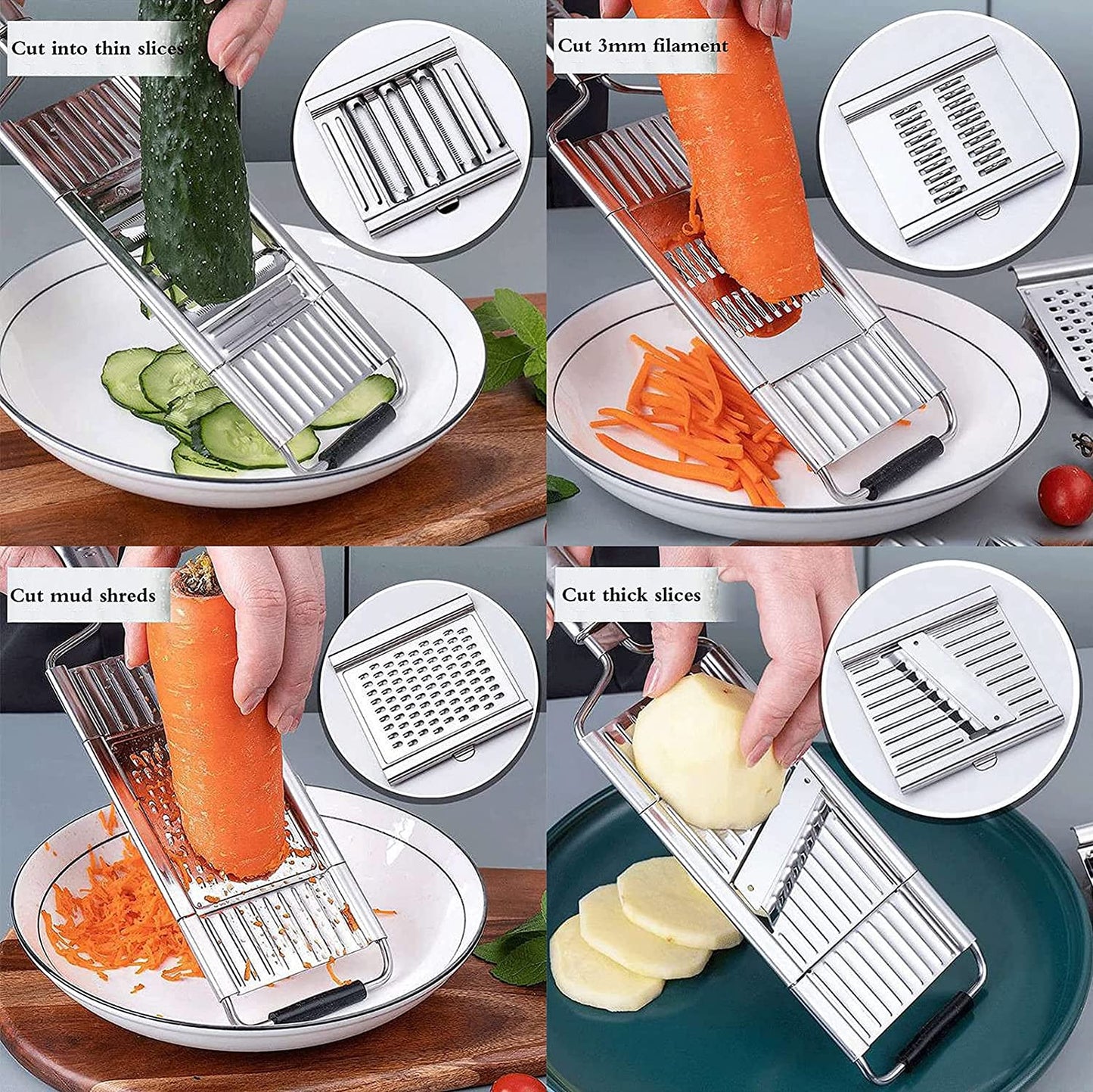⚡️8 TIMES THE SPEED, making your cooking easier - ultra-high composite steel three-in-one multi-blade vegetable cutterc