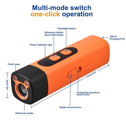 【Fast Shipping】Professional Sonic Emitters Dog Training Tool Dog Bark Deterrent Device with LED Flashlight, 30ft Range Anti Bark Barking Dog Silencer,Rechargeable Portable dog barking stopper