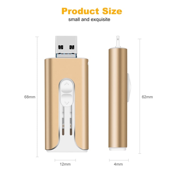 32GB~2T Micro USB + 8 Pin + USB 3.0 3 in 1 Mobile Phone Computer U-Disk