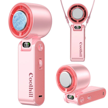 CoolHill ice fan Portable Handheld High Speed Fan 199 Adjustable Levels Foldable for Summer  Travel Vacation Essentials& Outdoor Activities with 13000 RPM Turbine Engine cool fan