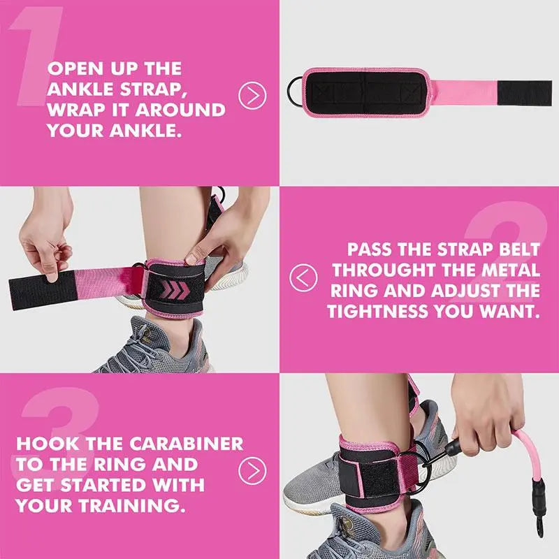 Ankle Resistance Bands with Cuffs, 1 Set Ankle Bands for Leg and Glute Workouts, Booty Workout Equipment for Kickbacks and Hip Fitness Training, Glutes Exercise Equipment