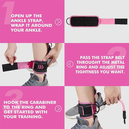 Ankle Resistance Bands with Cuffs, 1 Set Ankle Bands for Leg and Glute Workouts, Booty Workout Equipment for Kickbacks and Hip Fitness Training, Glutes Exercise Equipment