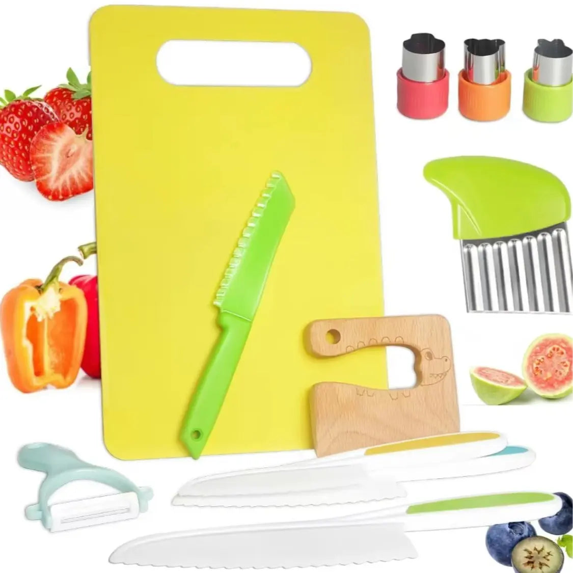 28PCS Montessori Toddler Knife Set - Kids Knifes for Real Cooking, Kitchen Knife with Cutting  Kid Safe Knives, Toddlers Kitchen Tools for Age 5-10 Year Old Girl Boy sandwich cutter cook set montessori kid toddler kitchenset,Christmas gifts