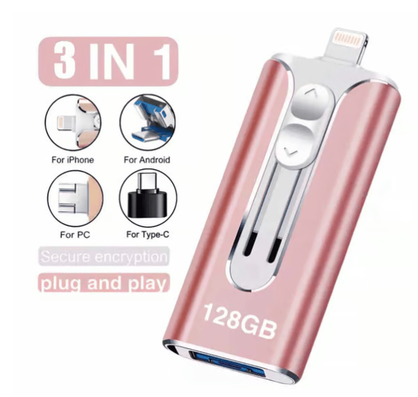 32GB~2T Micro USB + 8 Pin + USB 3.0 3 in 1 Mobile Phone Computer U-Disk