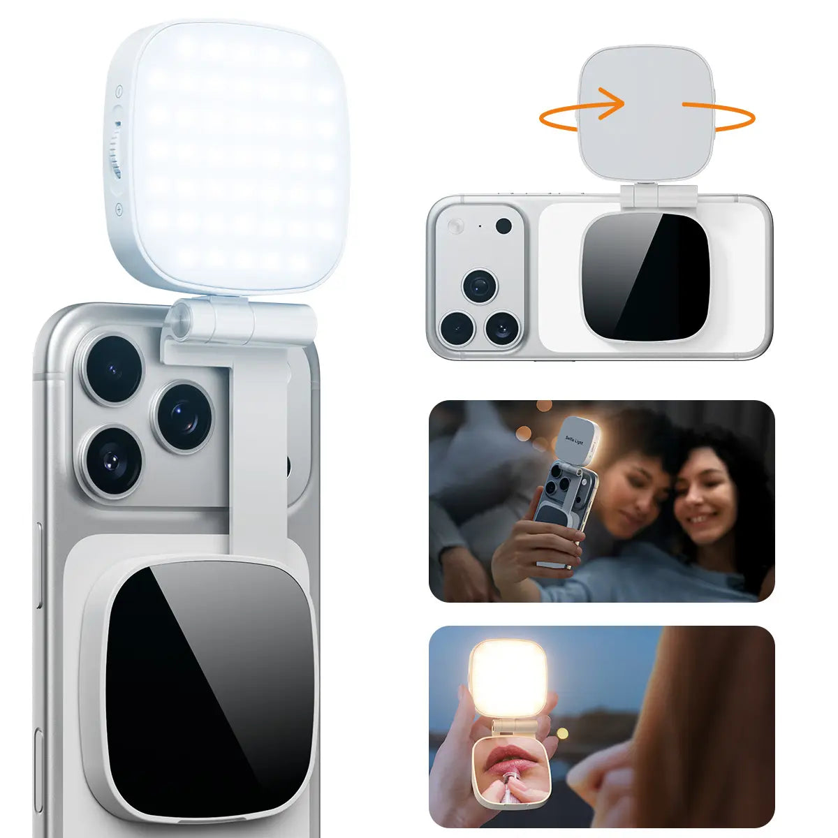Weilisi Magnetic Selfie Light Compatible with iPhone Magsafe, Adjusted 5 Modes,CRI97+ Rechargable LED Phone Fill Light with Mirror for Selfies, Photography, Makeup, Vlogs, TikTok, Video Recording（Included Metal Ring)