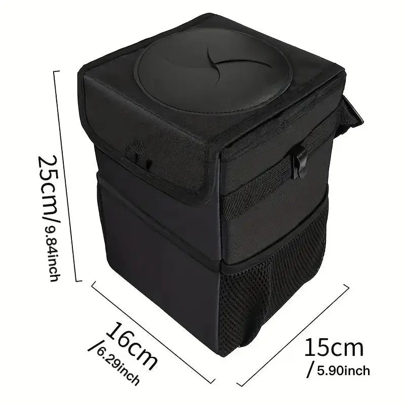 Car Trash Can with Lid & Storage Pockets, Large-Capacity Car Trash Bag, Leak-Proof Automotive Garbage Can, Multipurpose Car Storage Box, Car Storage Organizers