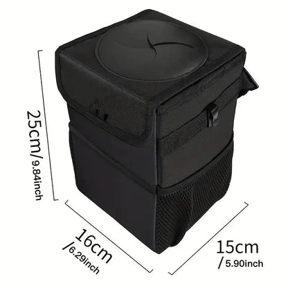 Car Trash Can with Lid & Storage Pockets, Large-Capacity Car Trash Bag, Leak-Proof Automotive Garbage Can, Multipurpose Car Storage Box, Car Storage Organizers