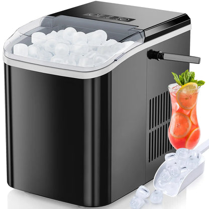 【Deal】Sweet Furniture S-Countertop Ice Maker, Portable Ice Machine Self-Cleaning with Scoop, Basket and Handle, 9 Cubes in 6 Mins, 2 Sizes of Bullet Ice