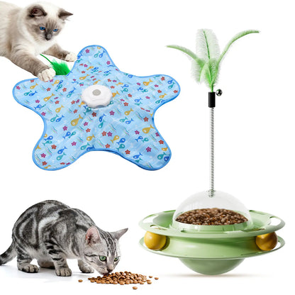 SPOVEN Interactive Unpredicatable Moving Feather Cat Toy , Hide and Seek Rechargeable Cat toy for bored cat,Automatic Chargeable，Indoor Exercise & Boredom Relief for All Breeds