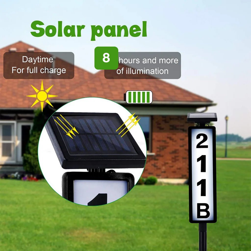Solar House Number Light House Address Digital Illuminated Ground Plug Sign Automatically Waterproof House Light White and Warm Light