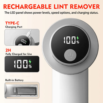 Electric Lint Remover with Brush, Portable Rechargeable Household Fabric Shaver, 3-Speed Sweater Shaver for Fast Lint Removal, Durable for Socks, Coats & Bedding