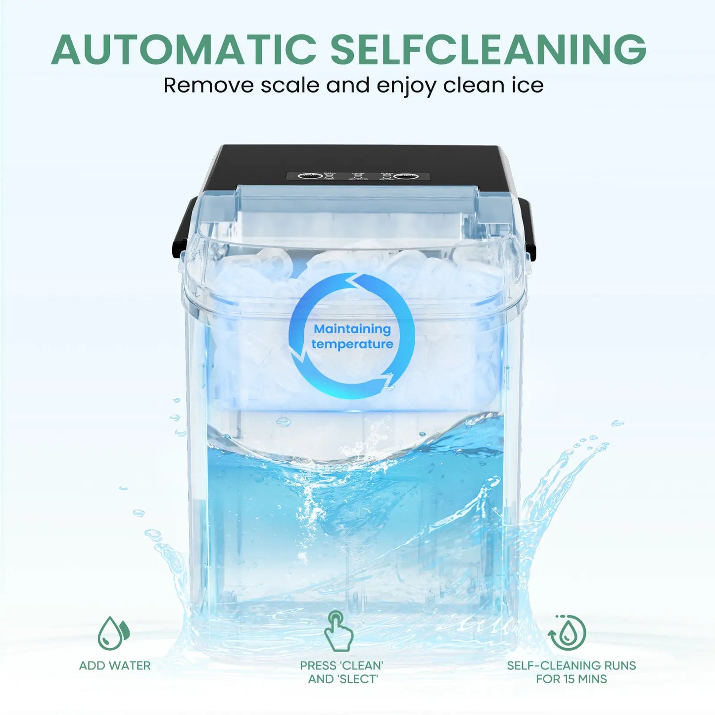 【Deal】Sweet Furniture S-Countertop Ice Maker, Portable Ice Machine Self-Cleaning with Scoop, Basket and Handle, 9 Cubes in 6 Mins, 2 Sizes of Bullet Ice