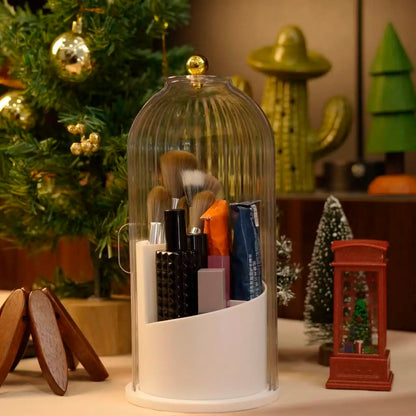 【 Valentines Gift】Portable PP Makeup Brush & Toothbrush Holder – 3-Grid Large Capacity Travel Organizer,Waterproof & moisture-resistant,Travel-friendly with dustproof lid,Multi-purpose: makeup brushes / toothbrush & toothpaste,Black Fridy Bathroom