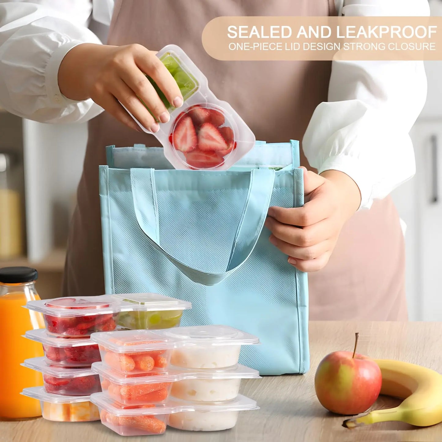 Reusable Double-Compartment Snack Storage Container with Lid, Reusable Snack Containers, Portable Snack Box for On-the-Go Meals and Camping, Kitchen Organizer #TOP PICKS