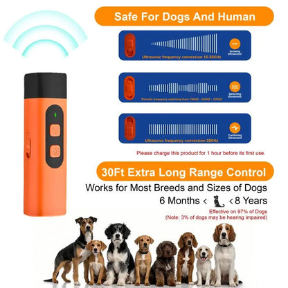 【Fast Shipping】Professional Sonic Emitters Dog Training Tool Dog Bark Deterrent Device with LED Flashlight, 30ft Range Anti Bark Barking Dog Silencer,Rechargeable Portable dog barking stopper