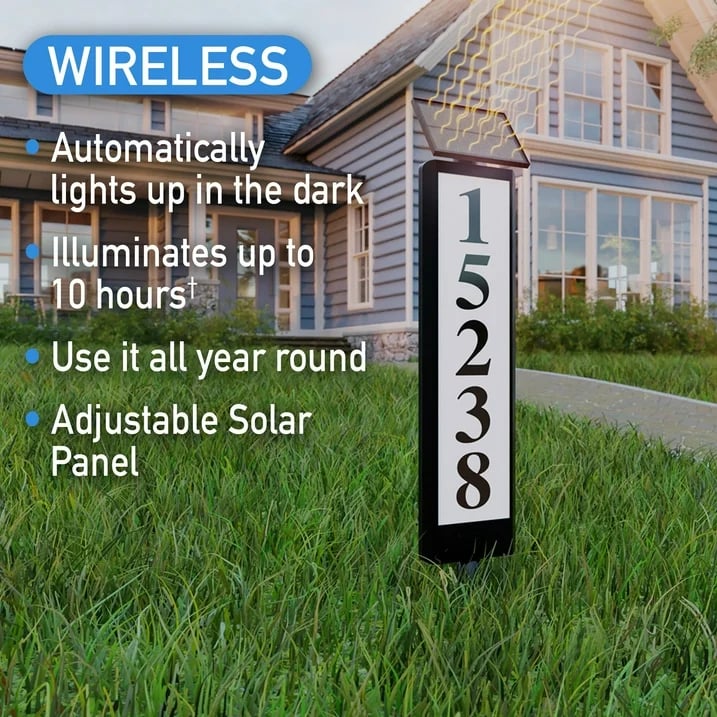 Solar House Number Light House Address Digital Illuminated Ground Plug Sign Automatically Waterproof House Light White and Warm Light