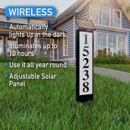 Solar House Number Light House Address Digital Illuminated Ground Plug Sign Automatically Waterproof House Light White and Warm Light
