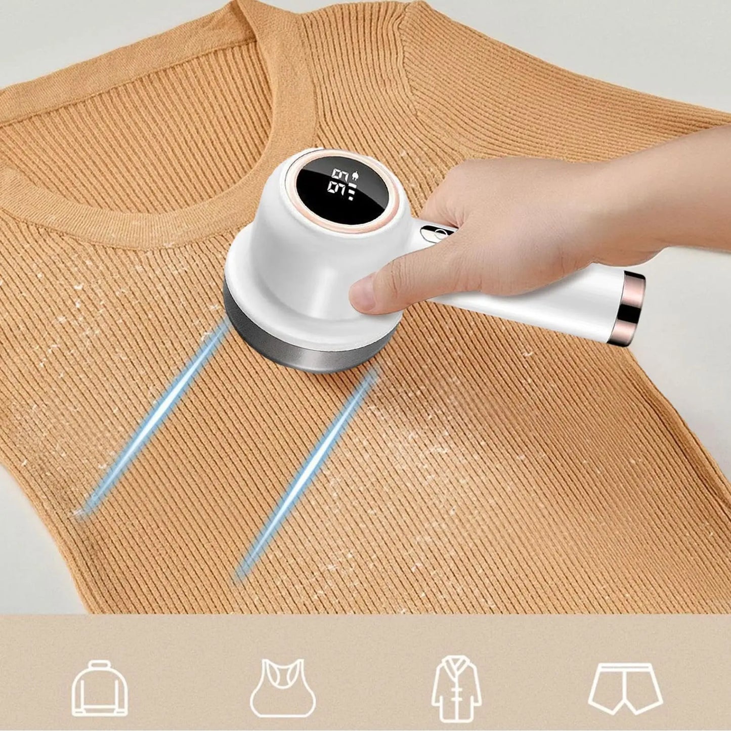 Rechargeable Fabric Shaver Electric Lint Remover with LED Display and Large Capacity Container 3, Settings Control Shaver Easy-to-Grip Handle High-End Color Matching, Efficient Sweater and Lint Shaver for Clothes