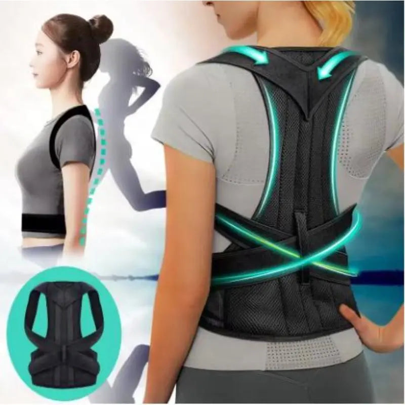Reinforced Lumbar Posture Support Vest Back Belt. Adjustable Shoulder Spine Straightener with Neck Guide. Breathable Mesh Upper Body Brace for Men Women. Ergonomic Fixation Strap. Comfortable Home Office Gym Sports Gear. Black Daily Wellness Essentials.